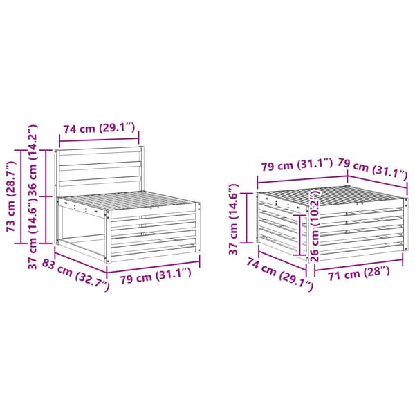 Utomhussoffset 9 pcs Naturfärg