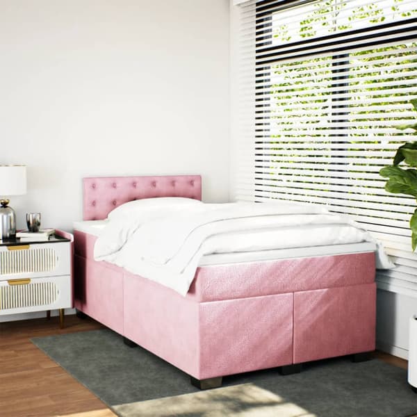 Ramsäng med madrass rosa 120x200 cm sammet