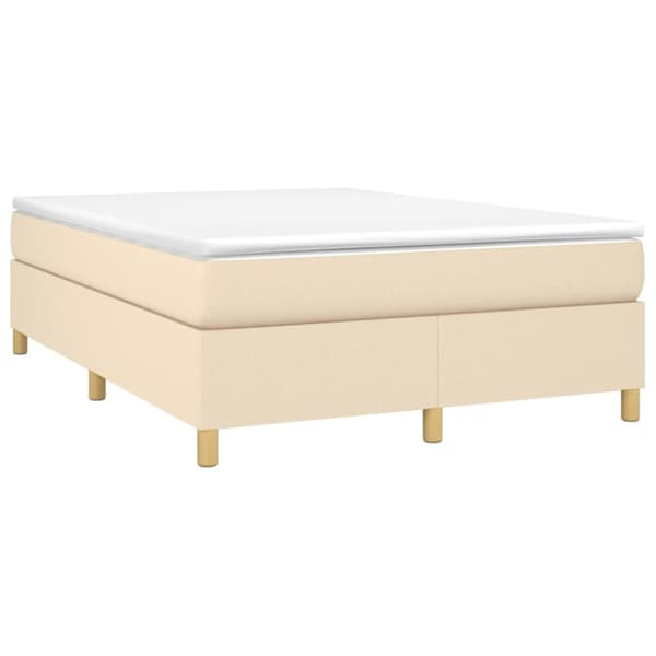 Boxspring-sängram gräddvit 140x190 cm tyg