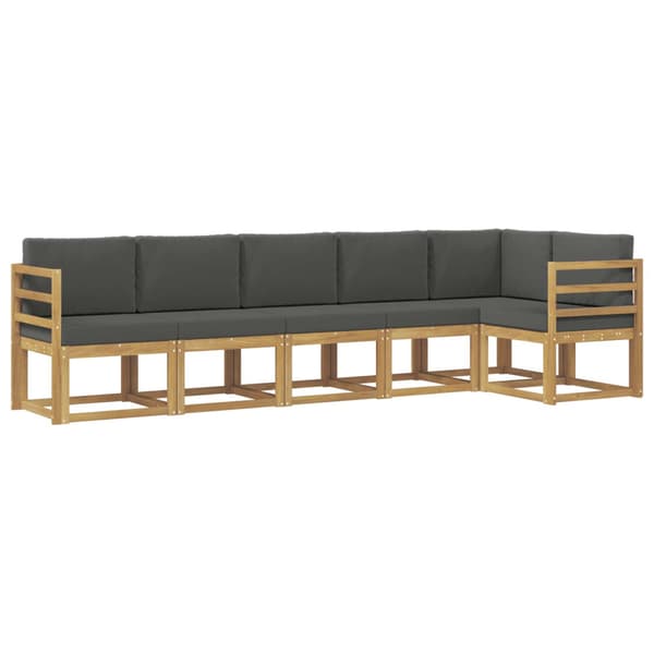 Utomhussoffset med kudde 6 pcs Vit och antracit Polyester