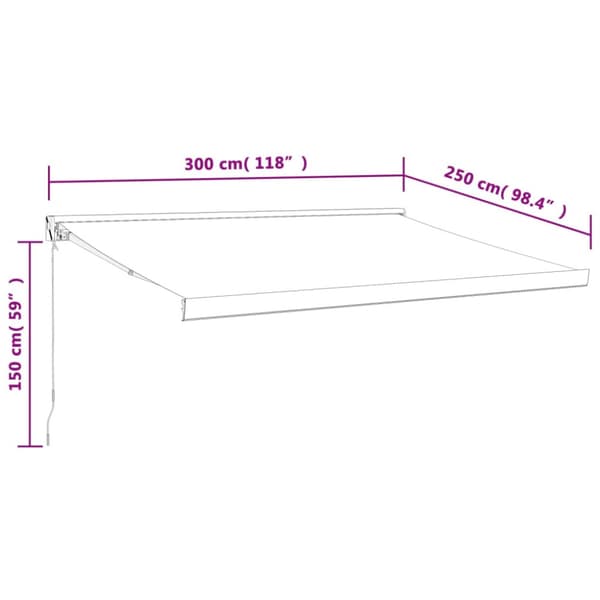 Markis infällbar gul och vit 3x2,5 m tyg&aluminium