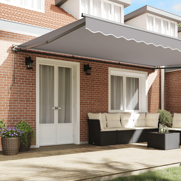 Markisram Ljusgrå 500 × 300 cm Polyester med PU-beläggning