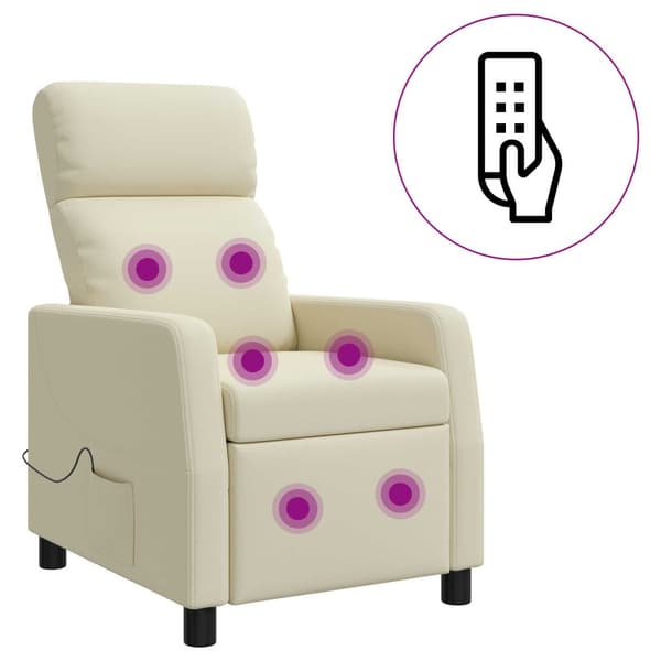 Massagefåtölj Gräddvit Konstläder