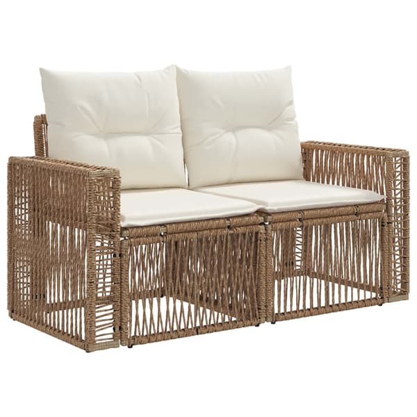 Trädgårdsoffset 7 pcs Beige och krämvit konstrotting