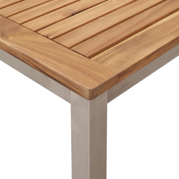 Utomhusmatbord 7 pcs Brun Massivt teakträ