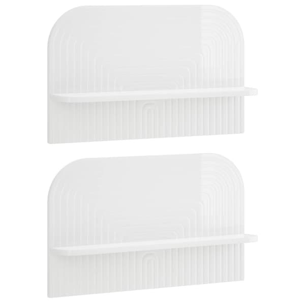 Vägg hylla 2 st Vit högglans 60 x 13,5 x 37,5 cm