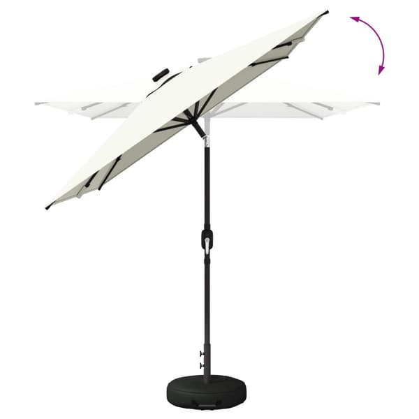 Trädgårdsparasol med LED Lampor 200 x 300 cm Polyester Gräddvit