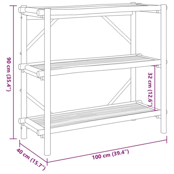 Bokhylla 3 hyllplan 100x40x90 cm bambu