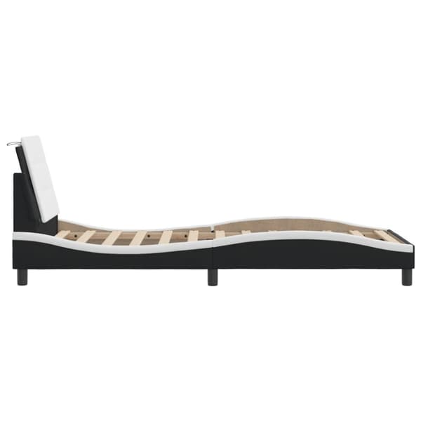 Bed Frame with LED without Mattress "Zadar" Black and White 100x200 cm