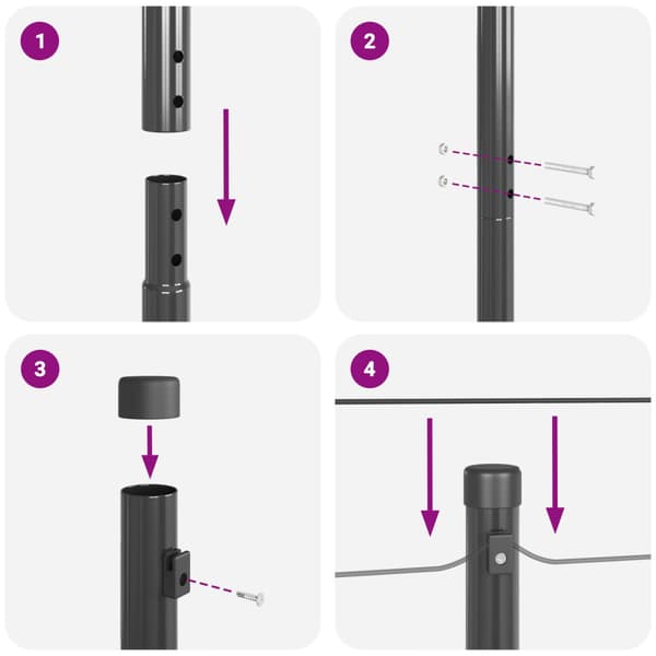 Stängselstolpe 7 pcs Grå Stål