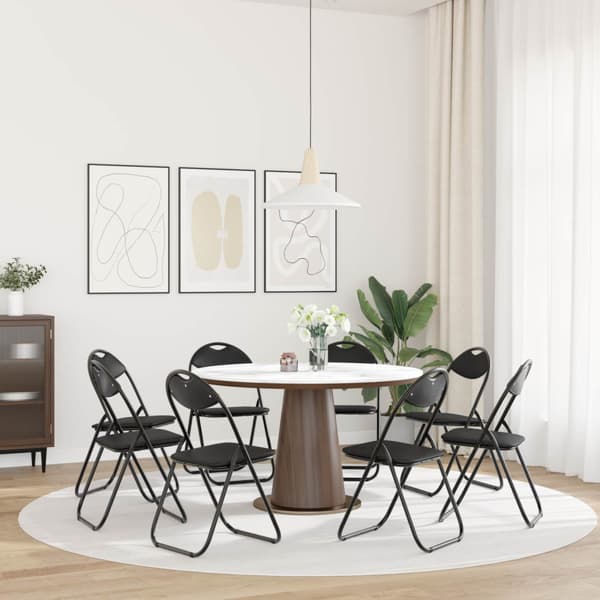 Fällstol 8 pcs Svart 48 x 43,5 x 81 cm Konstläder