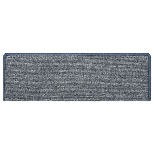 Trappmattor 30 st 65x21x4 cm ljusgrå och blå rektangulär kant