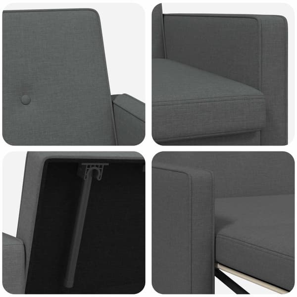 Pull Out Sofa Bed Mörkgrå Tyg