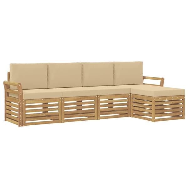 Utomhussoffset 5 pcs Vit och Beige 253 x 122,5 x 73 cm