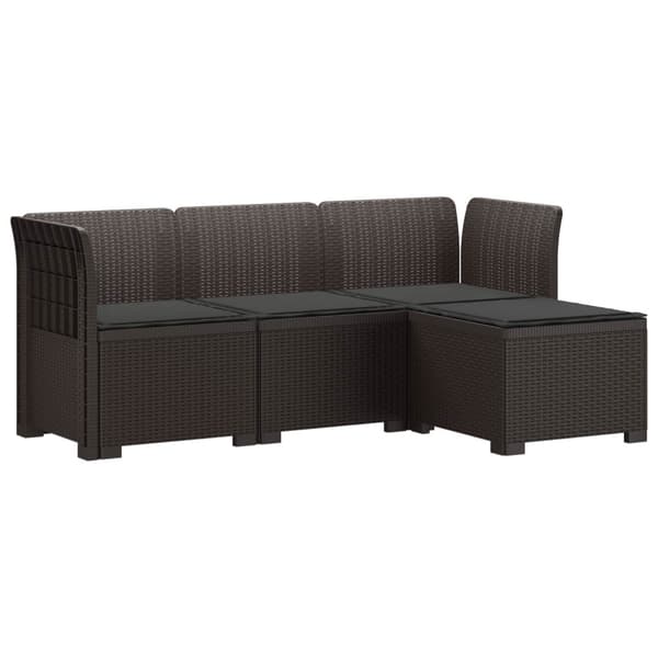 4-sits Trädgårdsoffa med Kuddar Rattan Look PP Brun