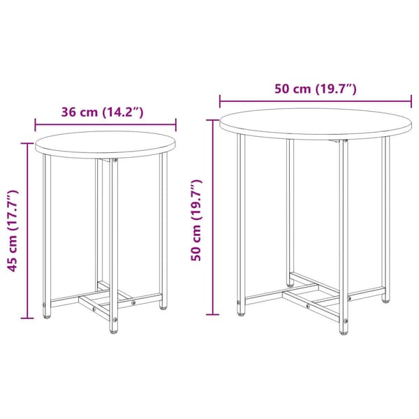 Sidobordsset 2 pcs Rökt Ek och Svart