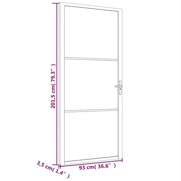 Innerdörr 93x201,5 cm vit ESG-glas och aluminium