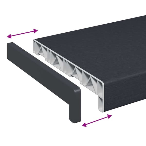 Fönsterbräda Anthracit med träådring 160 x 25 x 4,5 cm PVC