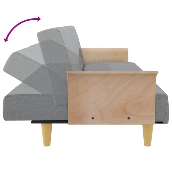 Bäddsoffa med armstöd ljusgrå tyg