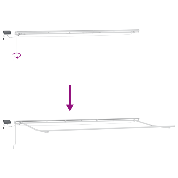 Utfällbar markis med LED -remsljus Blå och Vit 600 × 300 cm