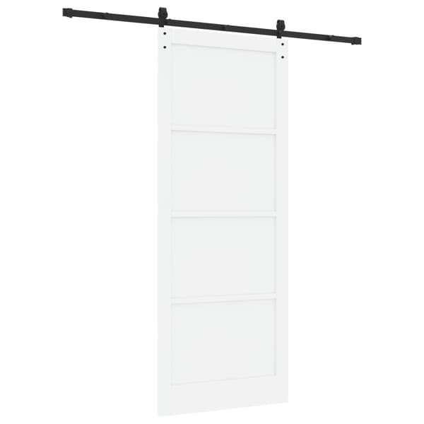 Skjutdörr 93 x 232 cm Konstruerat trä Vit och svart