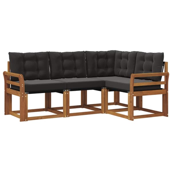 Utomhussoffset med kudde 4 pcs Naturlig och svart