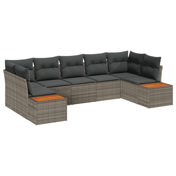 Trädgårdsoffset med kudde med lagring 7 pcs Grå Polyrattan