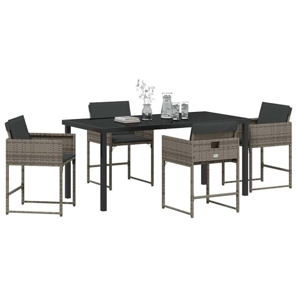 Trädgårdsmöbelset 5 pcs Grå konstrotting