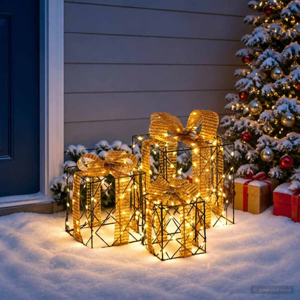 Ljusande julklapp 3 st 150 LED-lampor Varmvit