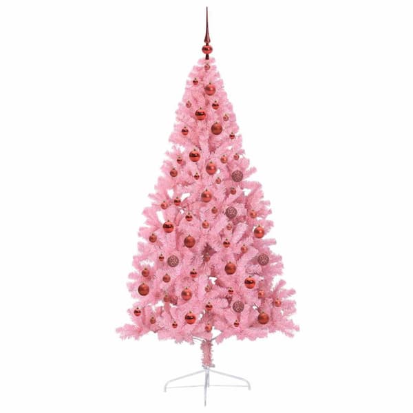 Konstgjord Förbelyst Julgran Rosa 180 cm PVC