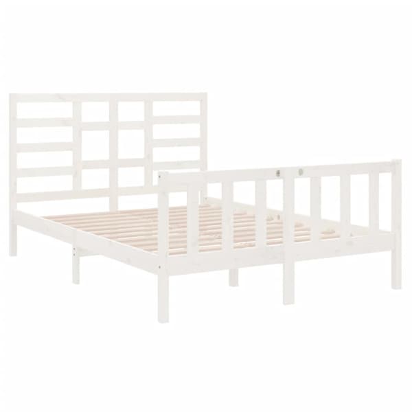 Sängram vit massivt trä 140x190 cm