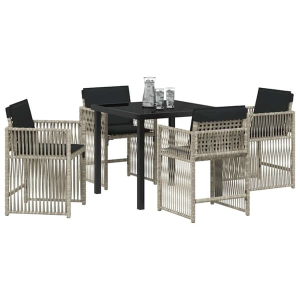 Trädgårdsmöbelset 5 pcs Ljusgrå konstrotting
