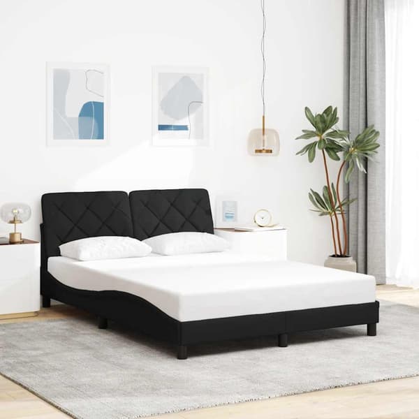 Bed Frame without Mattress Black 120x200 cm Fabric