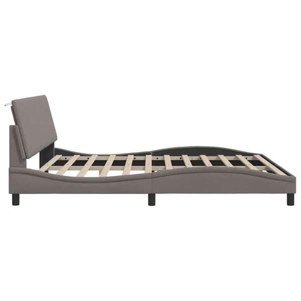 Bed Frame without Mattress "Hanko" Taupe 200x200cm Fabric