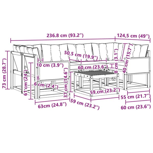 Utomhussoffset med kudde 7 pcs Naturlig och Beige