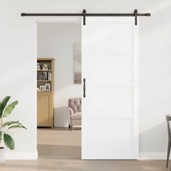 Skjutdörr 93 x 232 cm Konstruerat trä Vit och svart