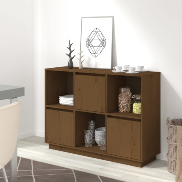 Skänk honungsbrun 110,5x35x80 cm massiv furu