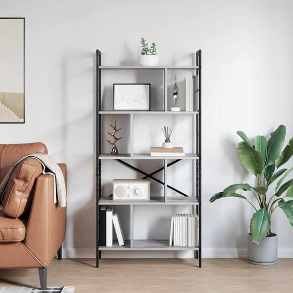 Hyllsystem Grå Sonoma 75 x 30 x 156 cm Konstruerat trä