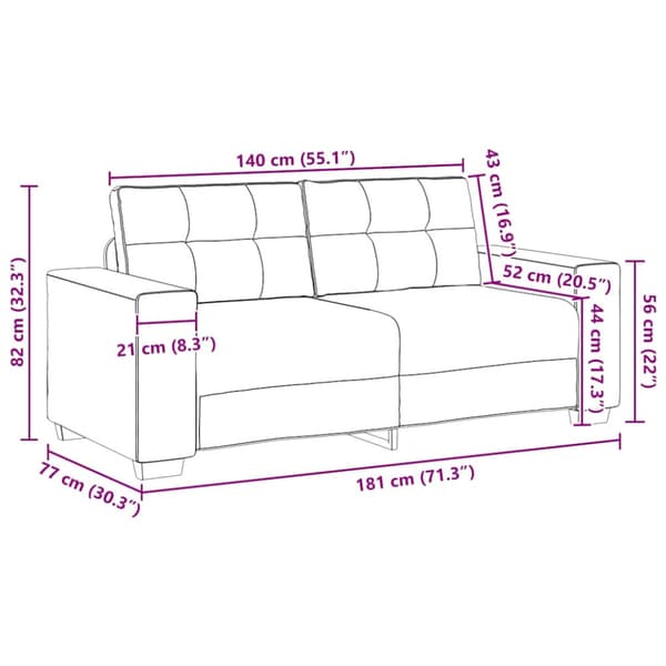 Loveseat soffa svart 180x77x82 cm tyg