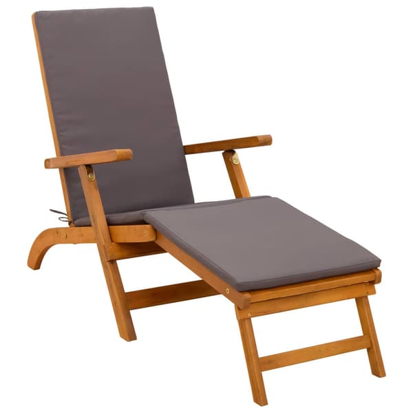 Reclining och Fällbar Solstol 2 pcs Grå 55 x 146 x 91 cm