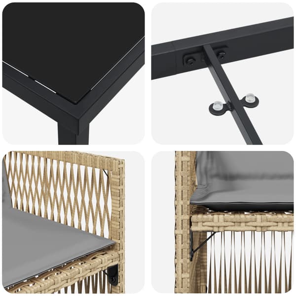 Trädgårdsmöbelset 9 pcs Beige Pulverlackerat stål