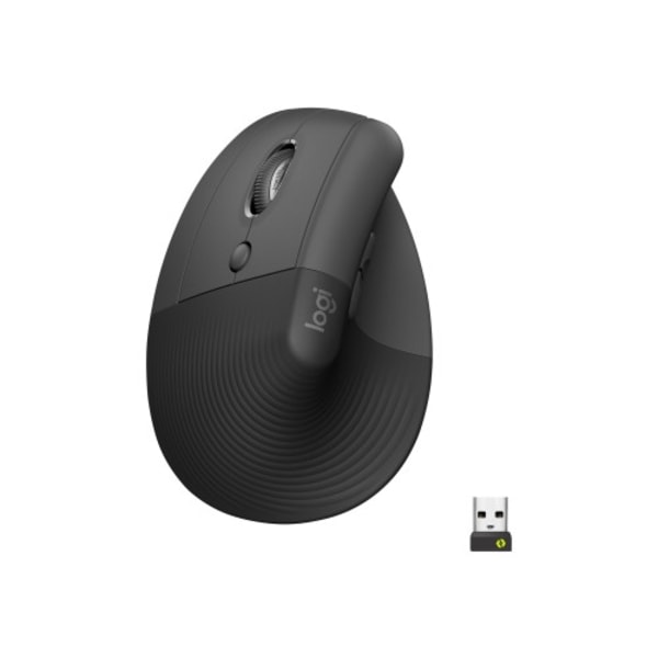 Logitech Lift for Business - vertikal mus - Bluetooth, 2.4 GHz - grafit