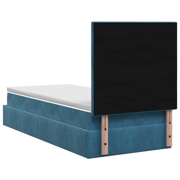 Ottoman säng med madrass Mörkblå 90 x 200 cm Sammet