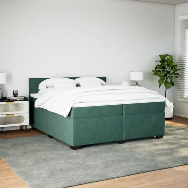 Ramsäng med madrass mörkgrön 200x200 cm sammet
