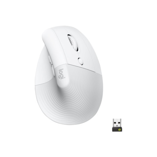 Logitech Lift Vertical Ergonomic Mouse - vertikal mus - Bluetooth, 2.4 GHz - offwhite Vit