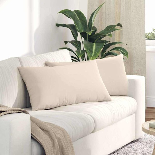 Sofakuddar 2 pcs Beige 80 x 40 cm tyg