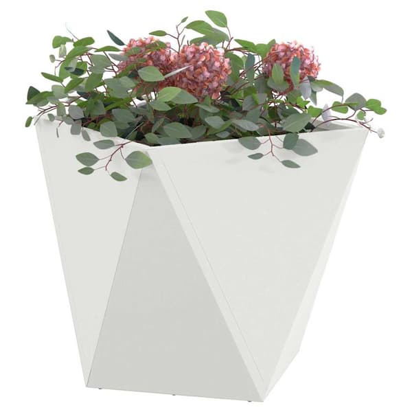 Planteringskärl 2 pcs Vit 40 x 40 x 40 cm Stål
