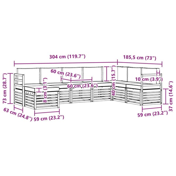 Utomhussoffset 8 pcs Vit och antracit 304 x 185,5 x 73 cm