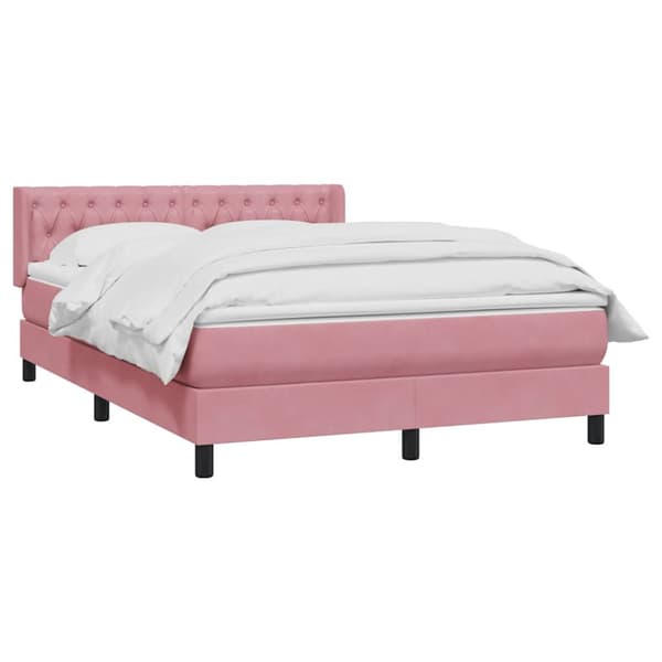 Ramsäng med madrass rosa 160x210 cm sammet