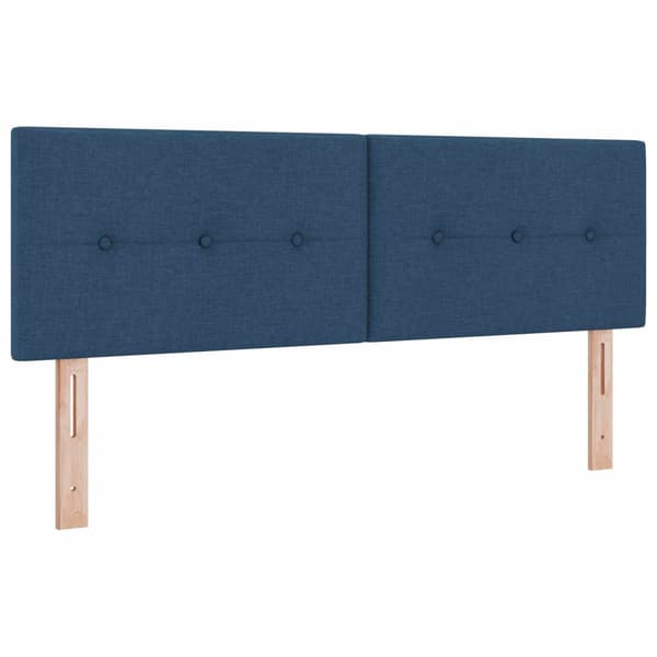 Boxspring säng med madrass och LED Blå 140 x 200 cm Tyg